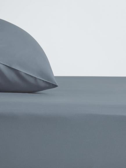 John Lewis Crisp & Fresh 400 Thread Count Organic Cotton Fitted Sheet, Steel