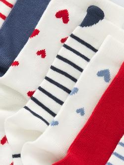 John Lewis Kids' Heart Ankle Socks, Pack of 7, White - view 2, White