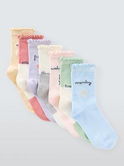 John Lewis Kids' Days of the Week Ankle Socks, Pack of 7, Multi, Multi
