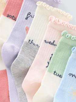 John Lewis Kids' Days of the Week Ankle Socks, Pack of 7, Multi - view 2, Multi