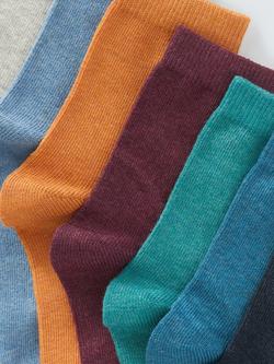 John Lewis Kids' Solid Colour Ankle Socks, Pack of 7, Blue/Multi - view 2, Blue