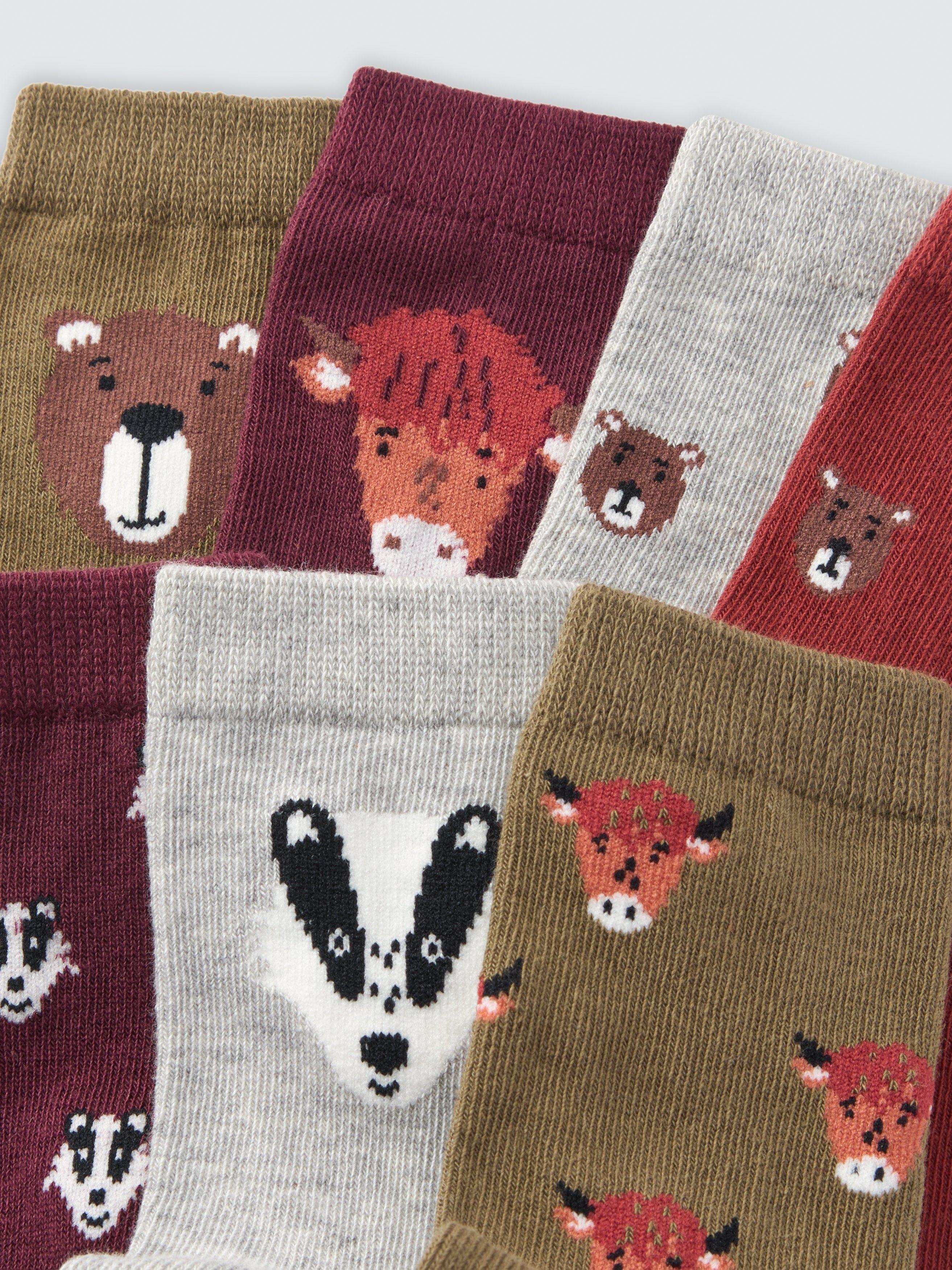 Product image 2 of 2, which shows John Lewis Kids' Animal Ankle Socks, Pack of 7, Multi, 6-8.5 Jnr