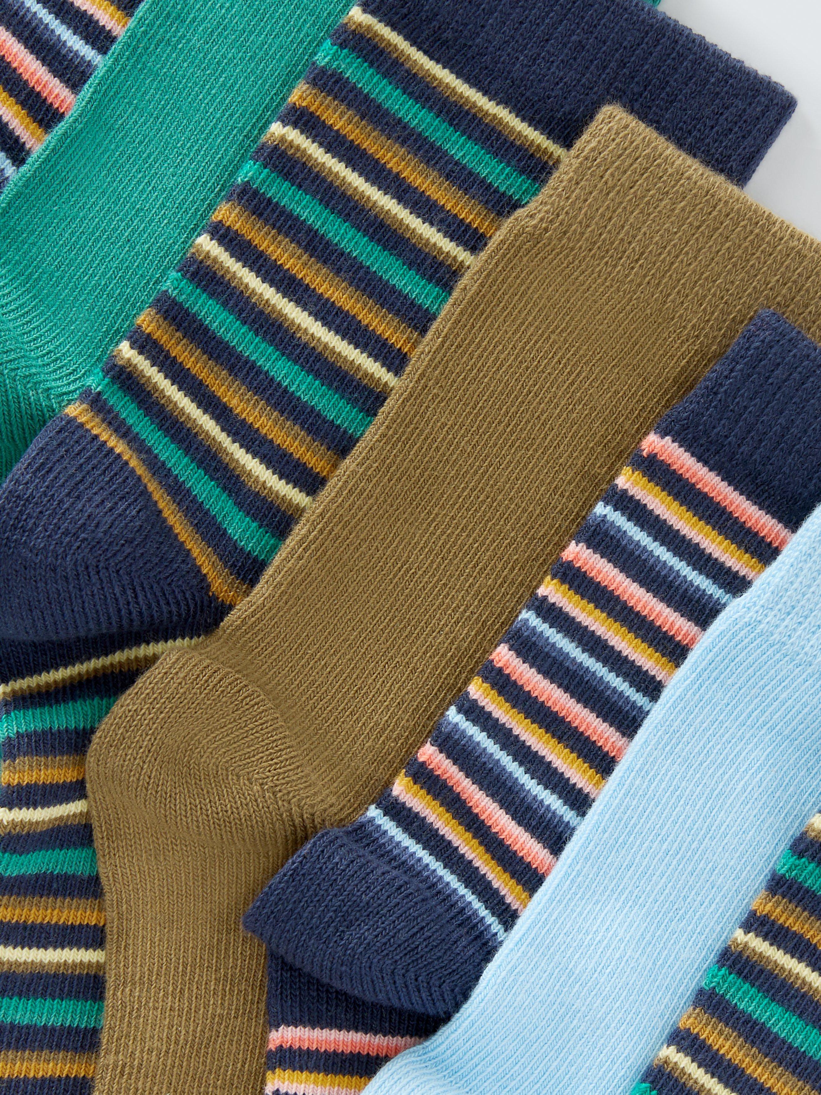 Product image 2 of 2, which shows John Lewis Kids' Stripe Ankle Socks, Pack of 7, Blue, 6-8.5 Jnr
