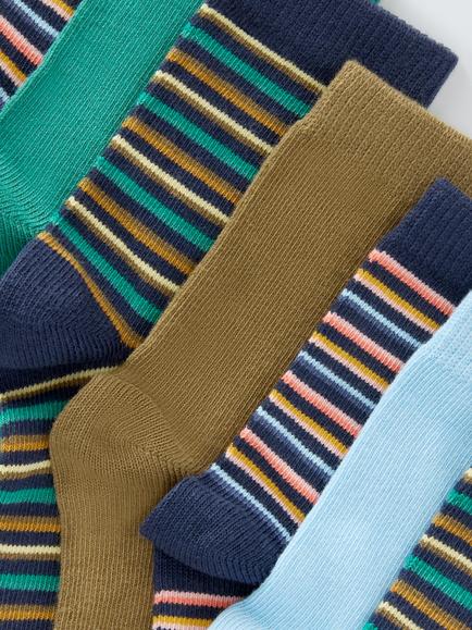 John Lewis Kids' Stripe Ankle Socks, Pack of 7, Blue - view 2, Blue
