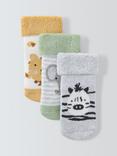 John Lewis Baby Organic Cotton Rich Animal Roll Top Socks, Multi
