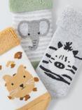 John Lewis Baby Organic Cotton Rich Animal Roll Top Socks, Multi
