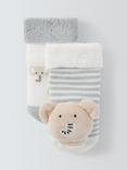 John Lewis Baby Elephant Rattle Socks, Grey