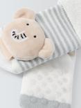 John Lewis Baby Elephant Rattle Socks, Grey