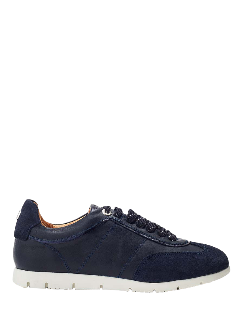 Product image 1 of 4, which shows Moda in Pelle Avrel Leather Lace Up Trainers, Navy, 3
