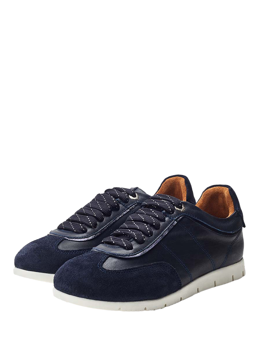 Product image 2 of 4, which shows Moda in Pelle Avrel Leather Lace Up Trainers, Navy, 3