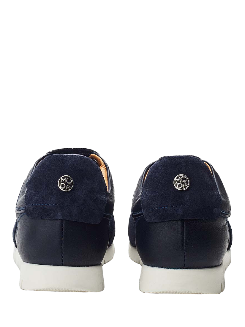 Product image 3 of 4, which shows Moda in Pelle Avrel Leather Lace Up Trainers, Navy, 3