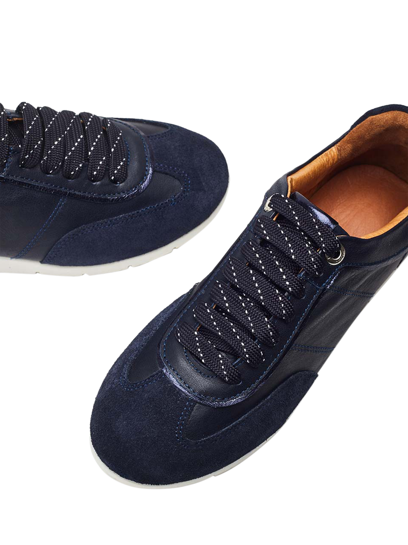 Product image 4 of 4, which shows Moda in Pelle Avrel Leather Lace Up Trainers, Navy, 3