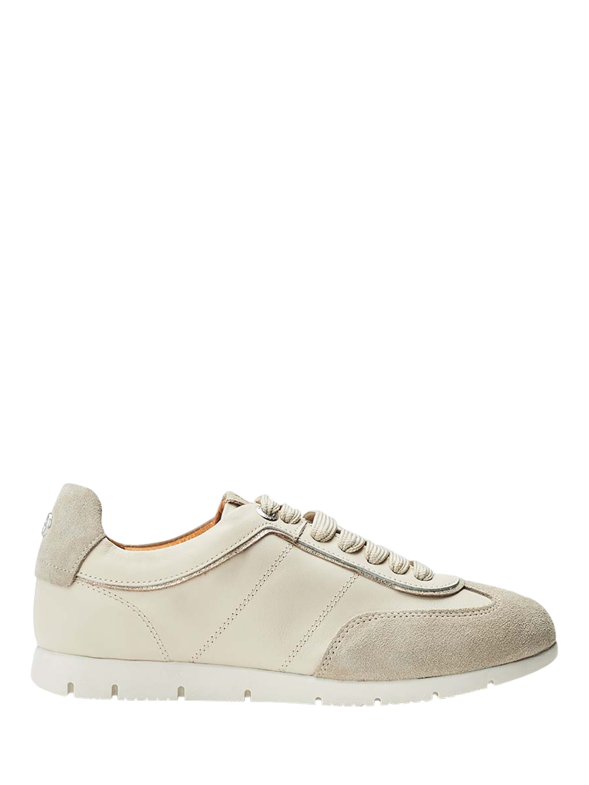 Product image 1 of 4, which shows Moda in Pelle Avrel Leather Lace Up Trainers, Off White, 4