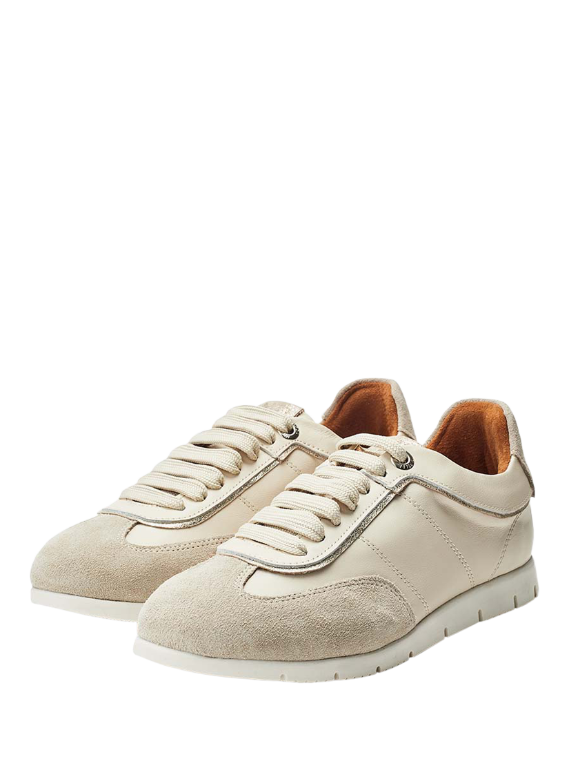 Product image 2 of 4, which shows Moda in Pelle Avrel Leather Lace Up Trainers, Off White, 4