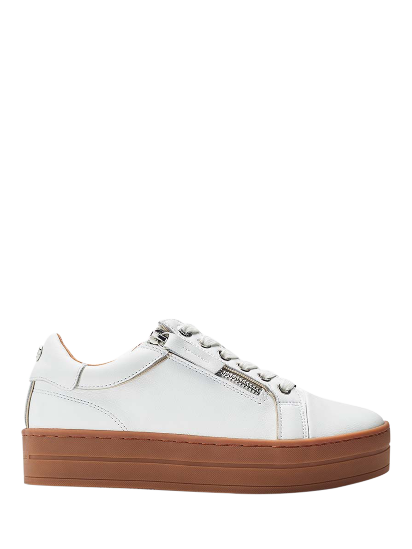 Product image 1 of 4, which shows Moda in Pelle Barlli Leather Chunky Zip Trainers, White, 3