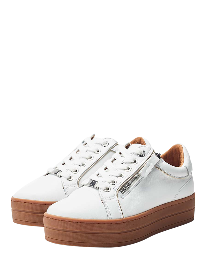 Product image 2 of 4, which shows Moda in Pelle Barlli Leather Chunky Zip Trainers, White, 3