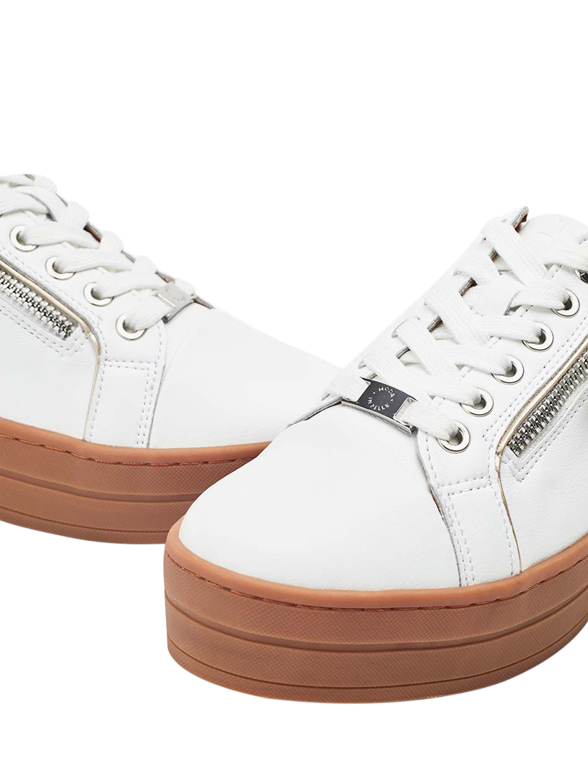 Product image 4 of 4, which shows Moda in Pelle Barlli Leather Chunky Zip Trainers, White, 3