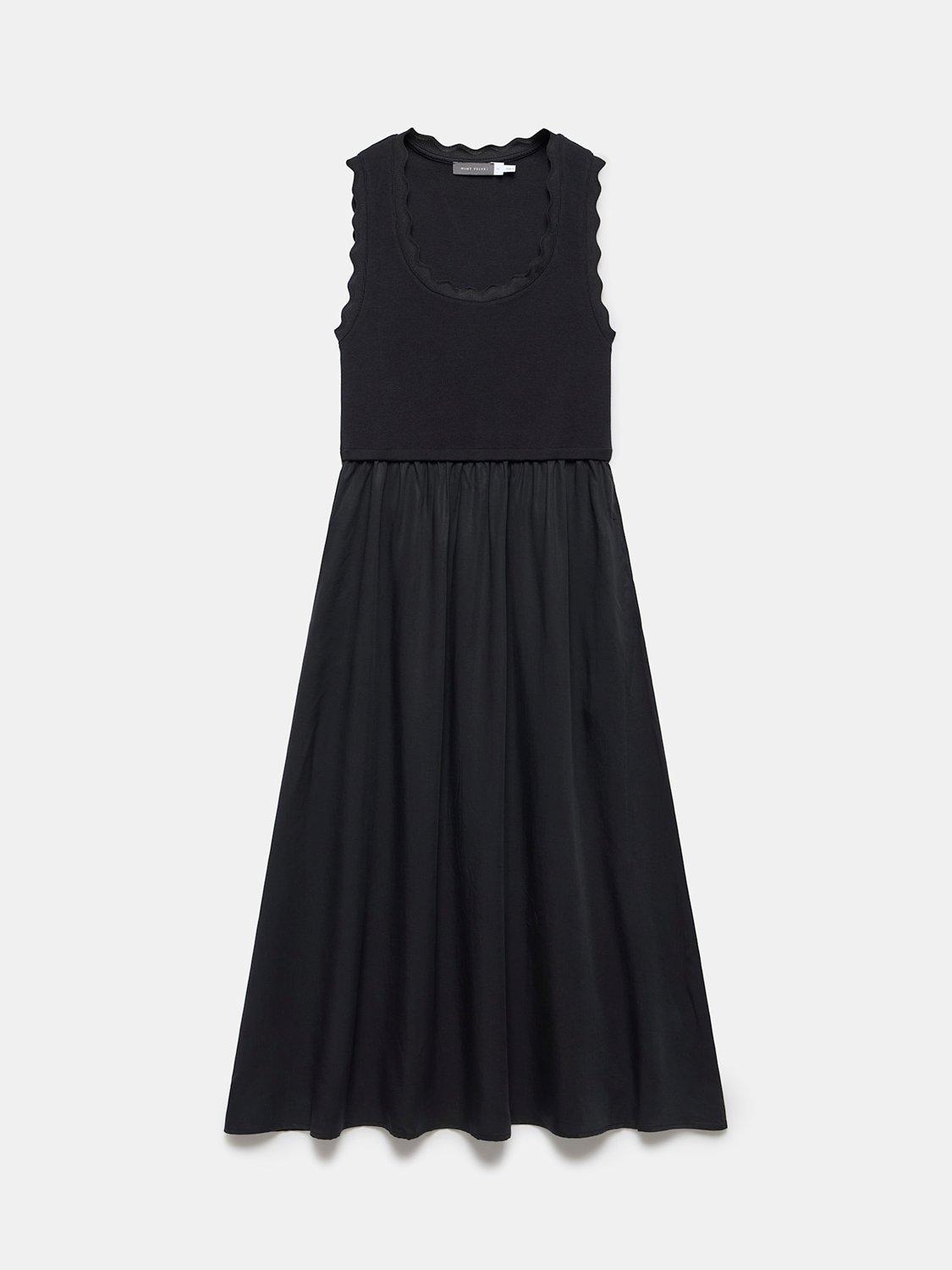 Product image 6 of 7, which shows Mint Velvet Scallop Trim Midi Dress, Black, L