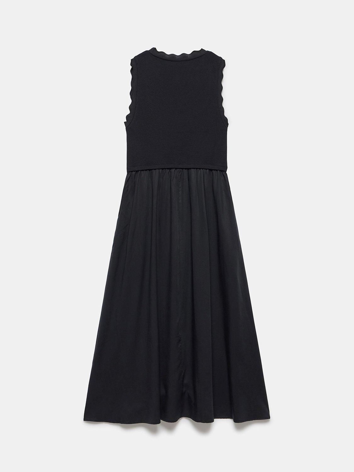 Product image 7 of 7, which shows Mint Velvet Scallop Trim Midi Dress, Black, L