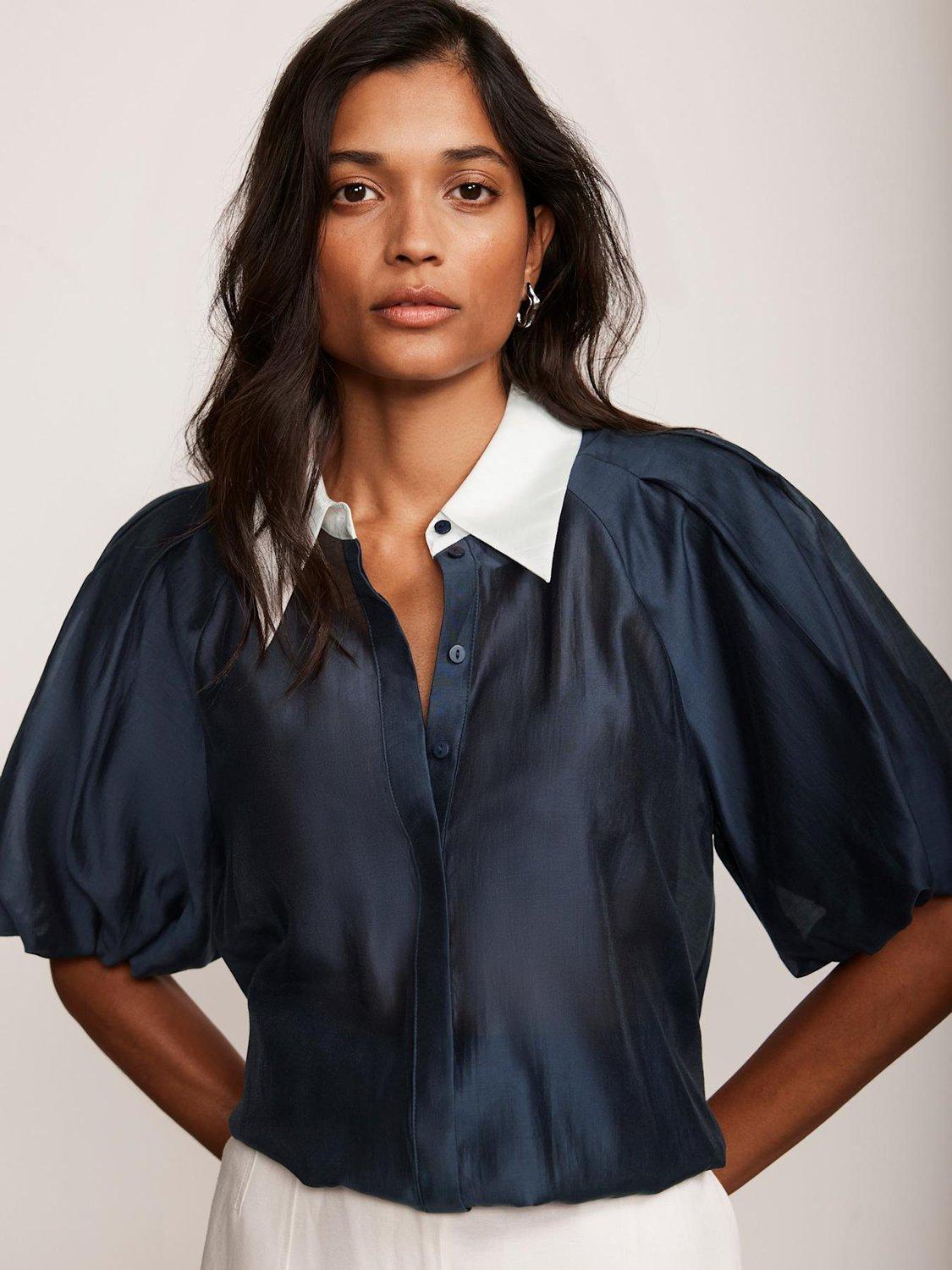Mint Velvet Mixed Blend Contrast Collar Shirt