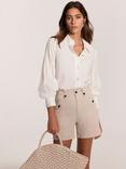 Mint Velvet Button Detail Chino Shorts, Beige