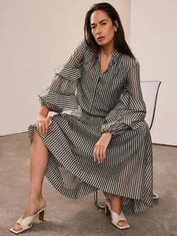 Mint Velvet Spot Print Midi Skirt, Khaki/Multi - view 2, Khaki/Multi