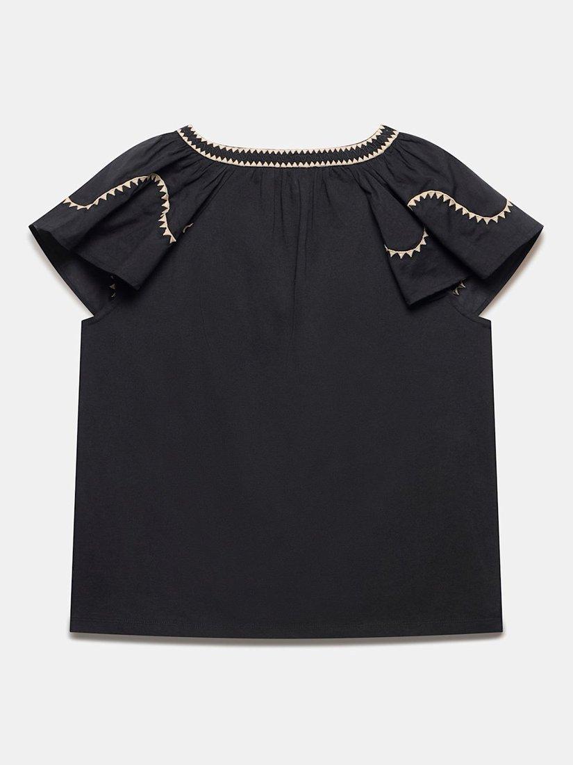 Product image 8 of 8, which shows Mint Velvet Contrast Embroidered Top, Black, XS