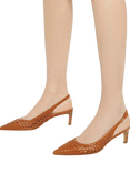 Dune London Divided Leather Pointed Slingback Courts