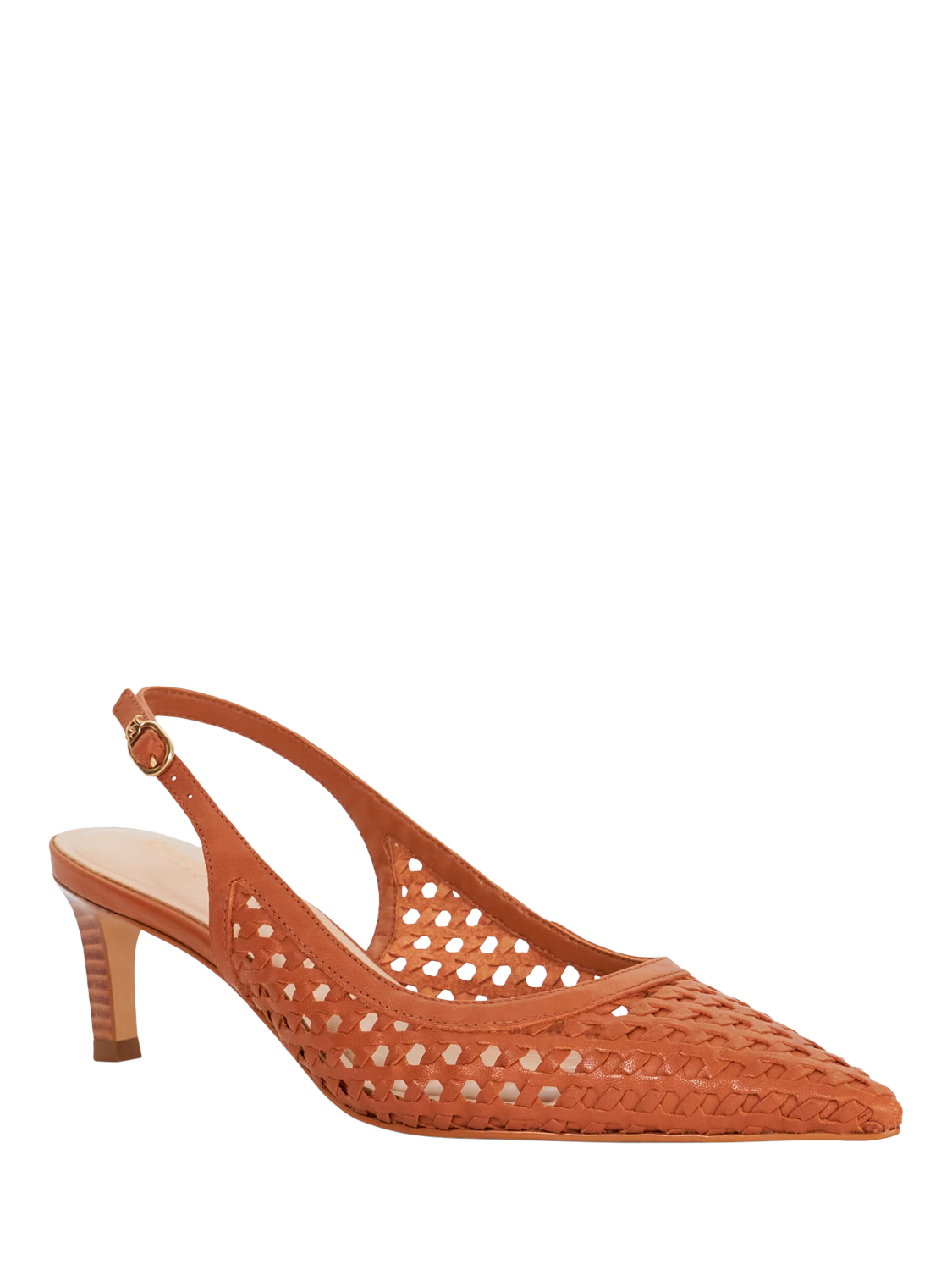 Product image 4 of 6, which shows Dune London Divided Leather Pointed Slingback Courts, Tan, EU36