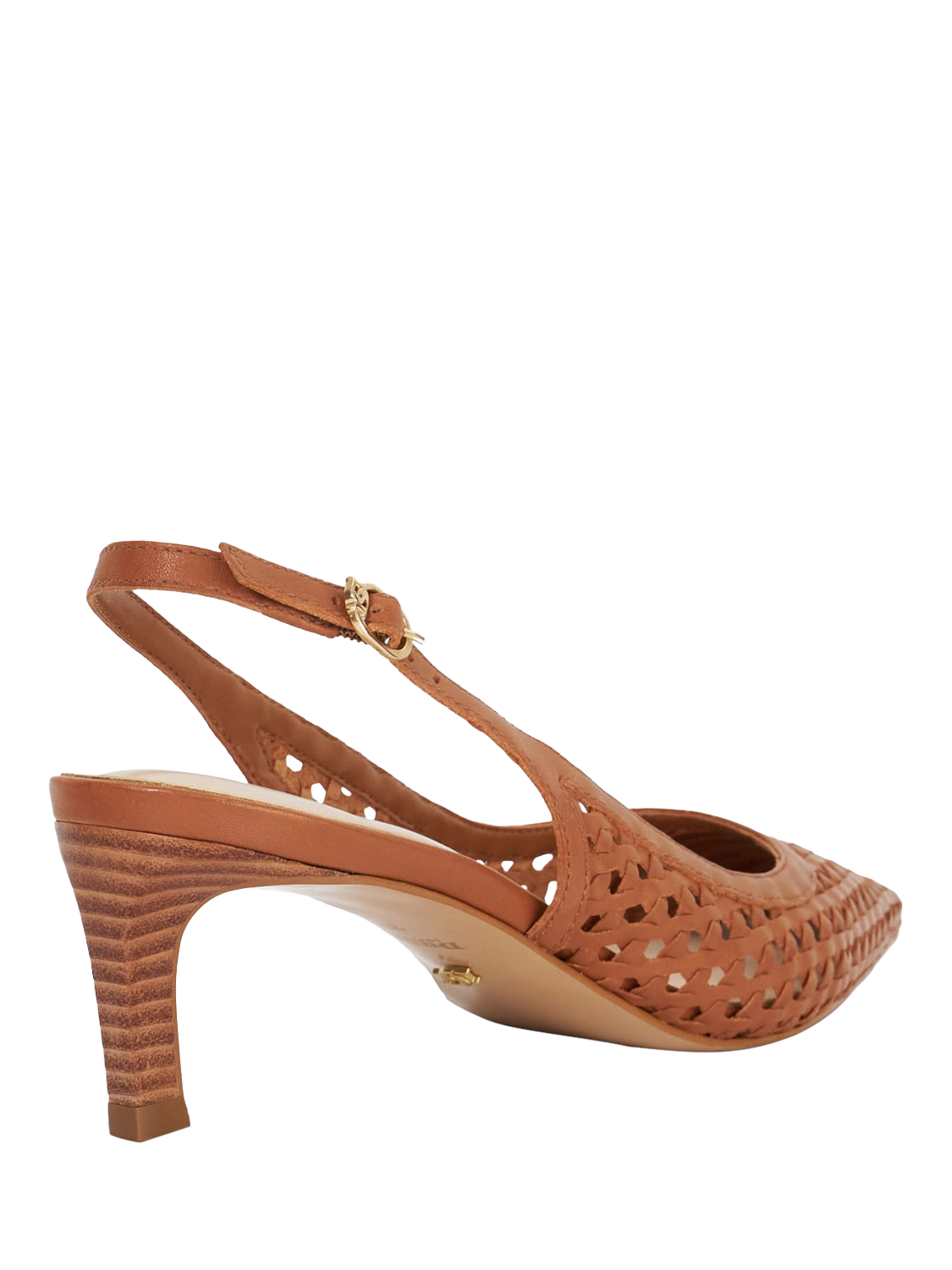 Product image 5 of 6, which shows Dune London Divided Leather Pointed Slingback Courts, Tan, EU36