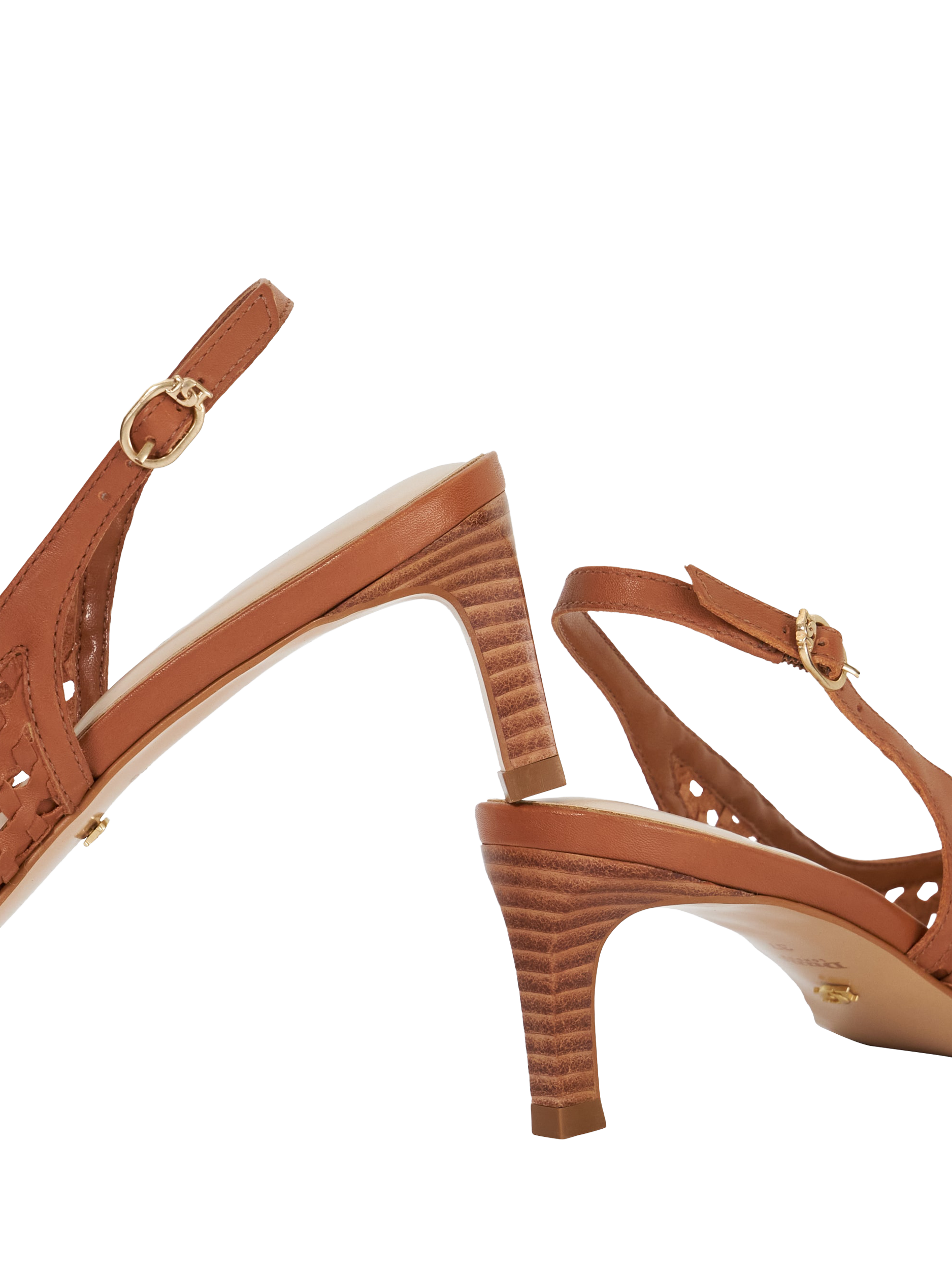 Product image 6 of 6, which shows Dune London Divided Leather Pointed Slingback Courts, Tan, EU36