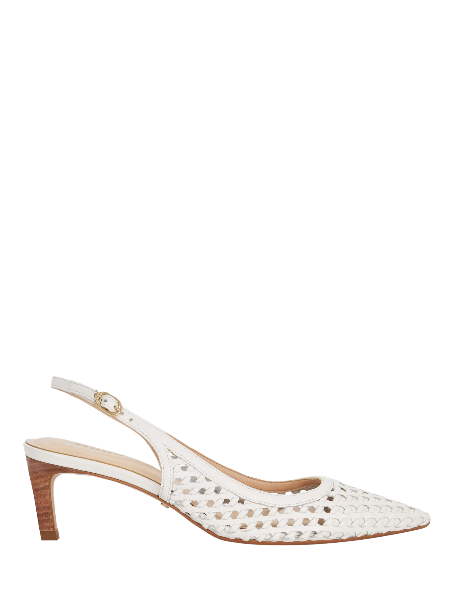 Dune London Divided Leather Pointed Slingback Courts, White