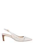 Dune London Divided Leather Pointed Slingback Courts, White