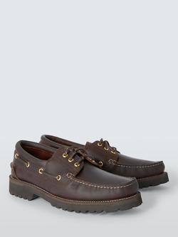 John Lewis Leather Boat Shoes - view 2, Brown