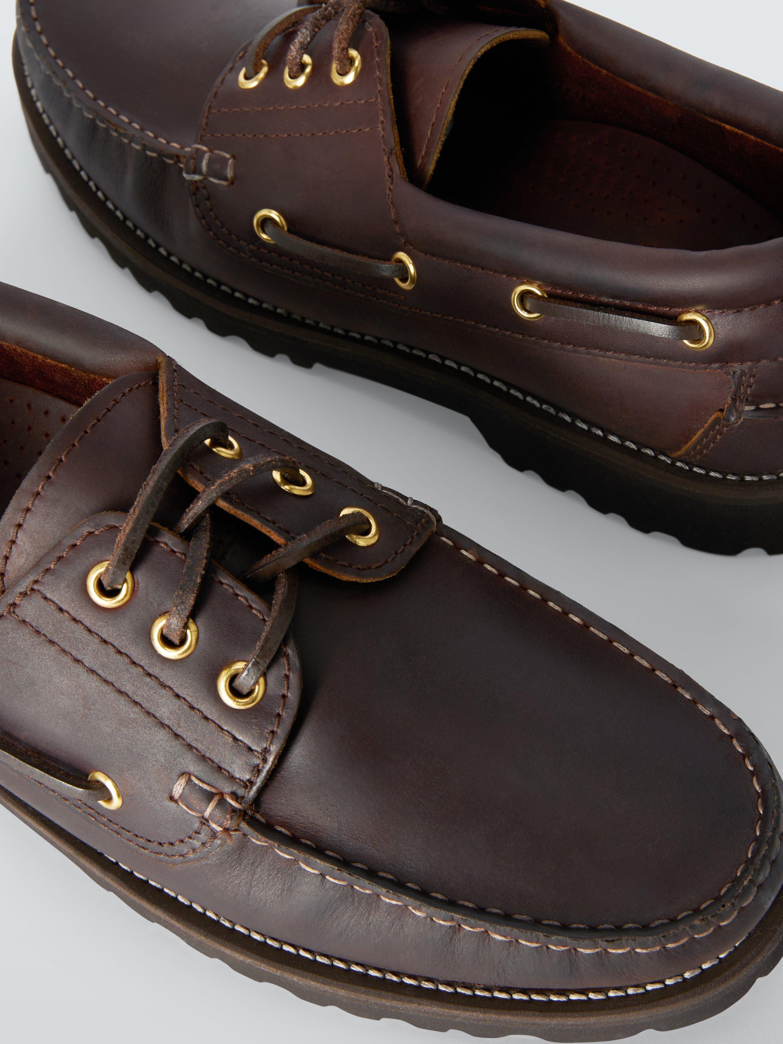 Product image 3 of 4, which shows John Lewis Leather Boat Shoes, Brown, 7