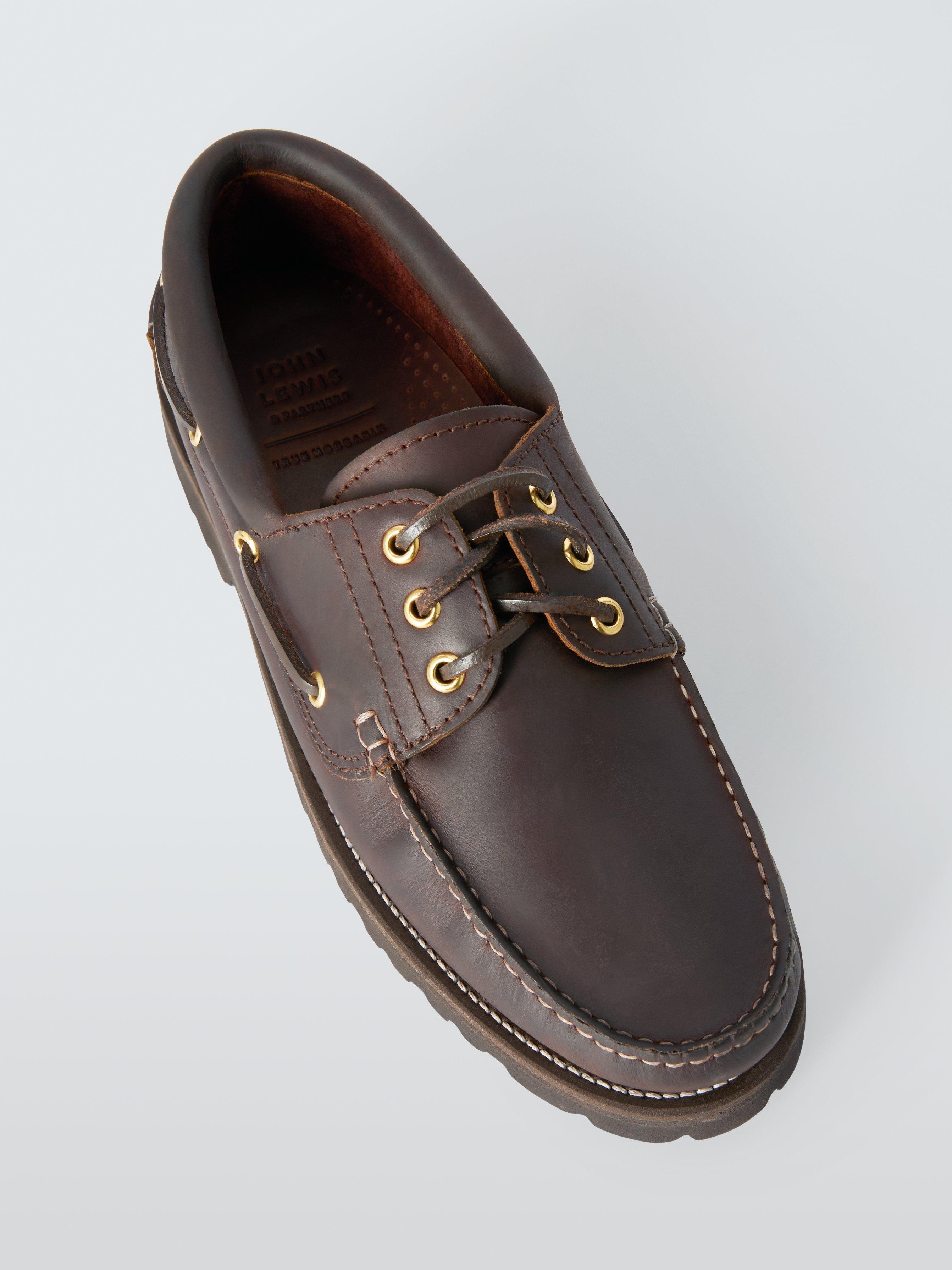 Product image 4 of 4, which shows John Lewis Leather Boat Shoes, Brown, 7