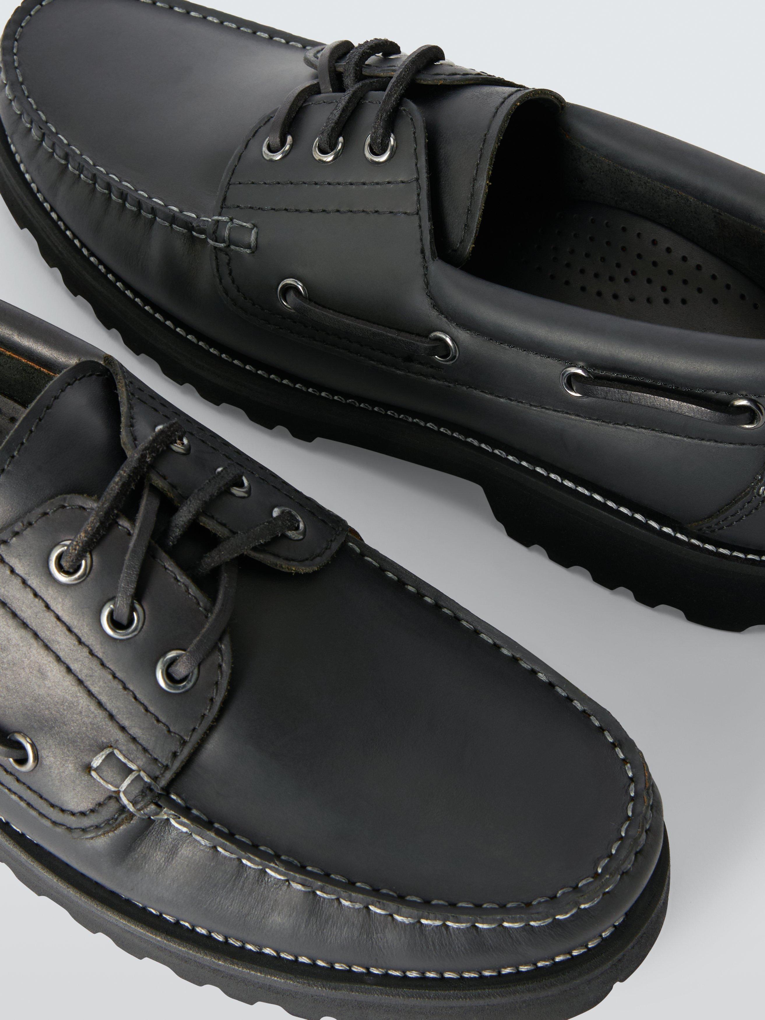 Product image 3 of 4, which shows John Lewis Leather Boat Shoes, Black, 7