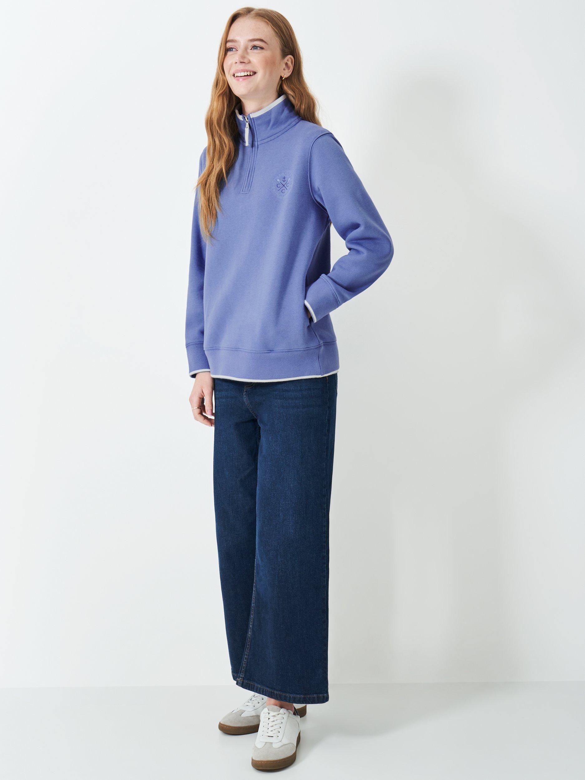 Product image 2 of 5, which shows Crew Clothing Half Zip Jersey Sweatshirt, Light Blue, 6
