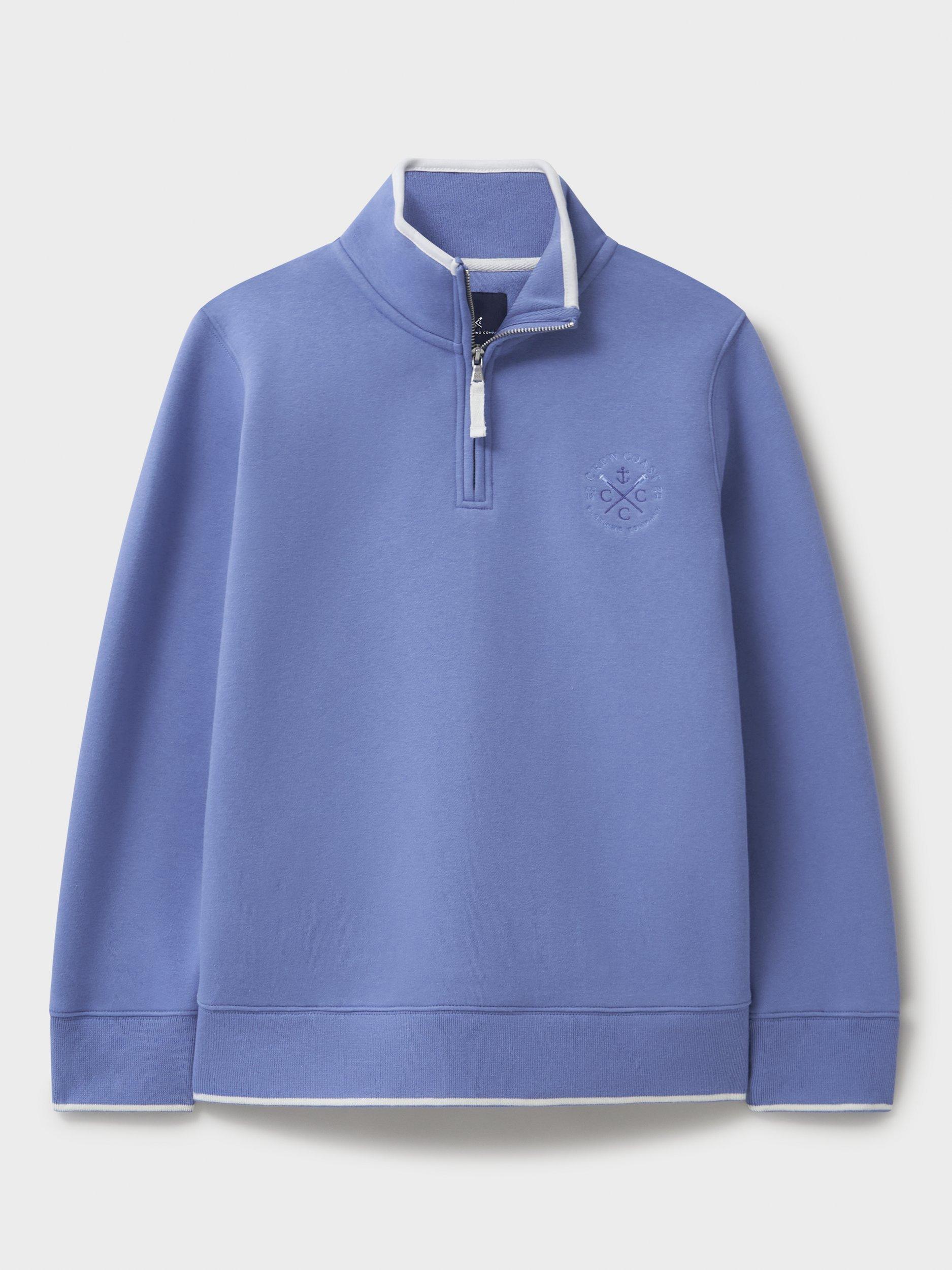 Product image 5 of 5, which shows Crew Clothing Half Zip Jersey Sweatshirt, Light Blue, 6