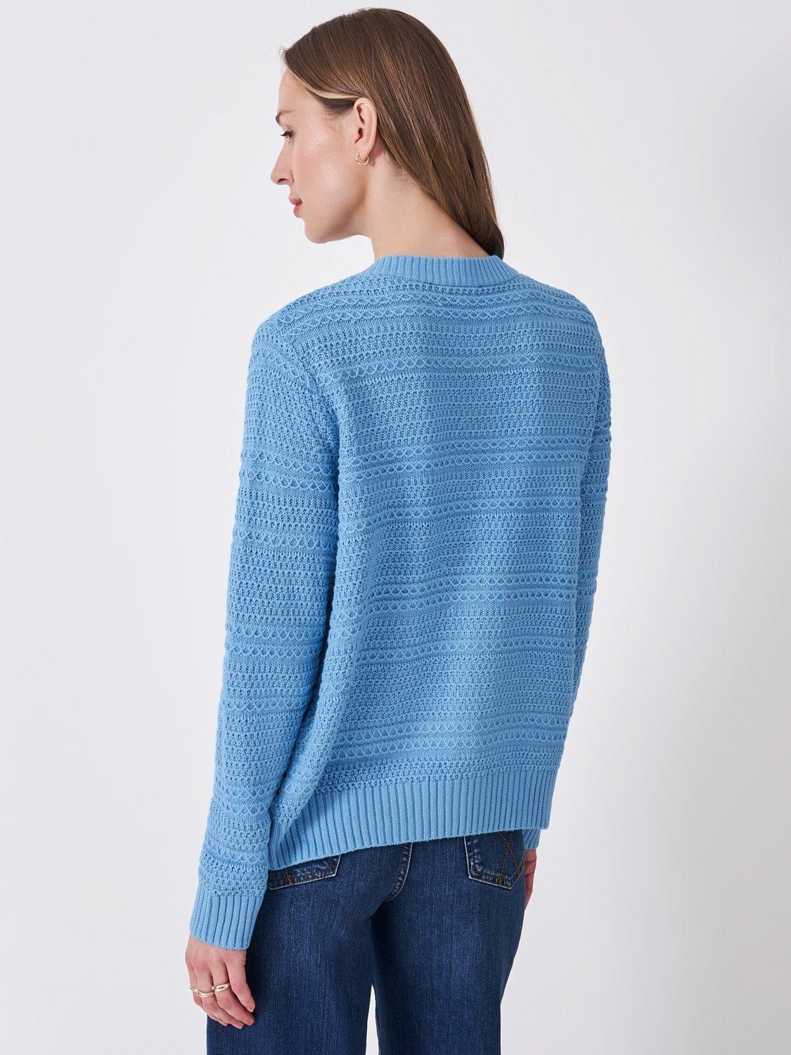 Product image 3 of 5, which shows Crew Clothing Tali Stitch Detail Open Neck Cardigan, Bright Blue, 6