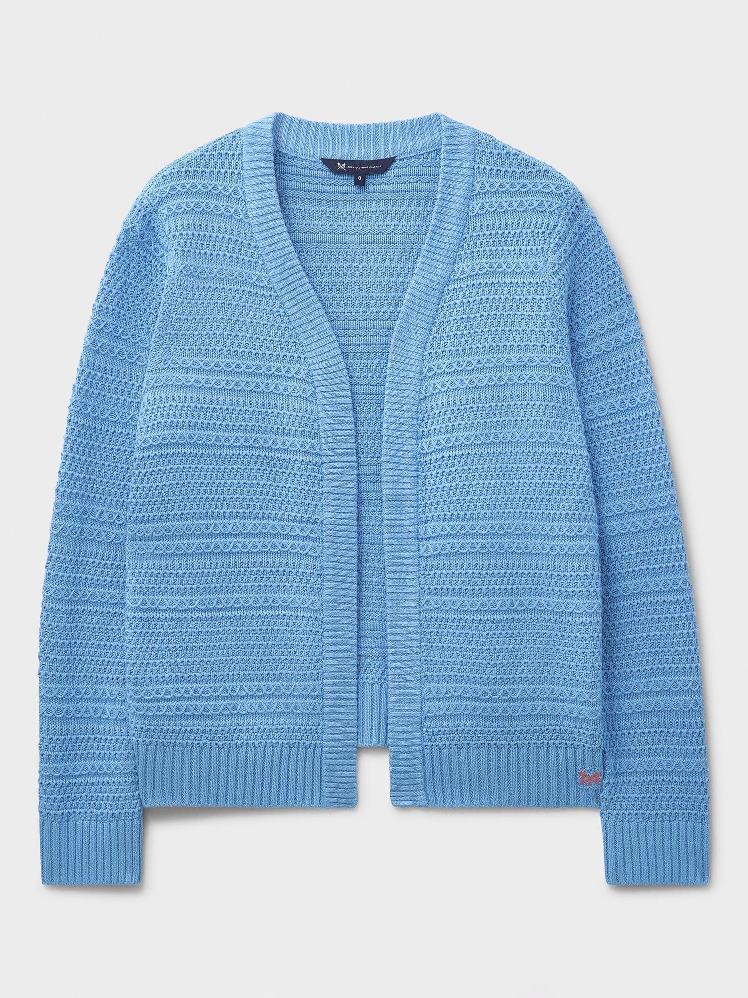 Product image 5 of 5, which shows Crew Clothing Tali Stitch Detail Open Neck Cardigan, Bright Blue, 6
