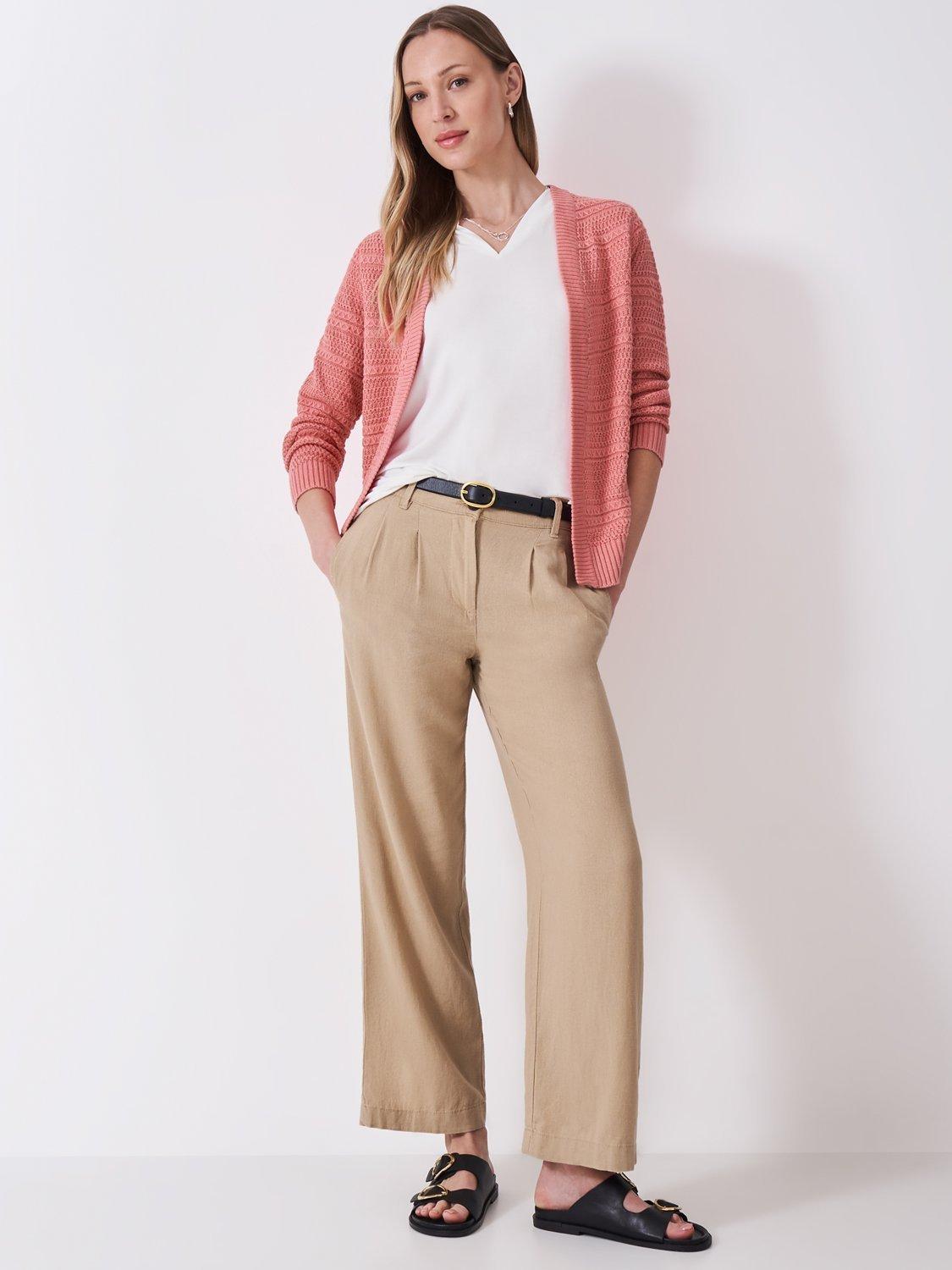 Product image 2 of 5, which shows Crew Clothing Tali Stitch Detail Open Neck Cardigan, Pink, 6
