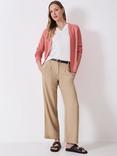 Crew Clothing Tali Stitch Detail Open Neck Cardigan, Pink
