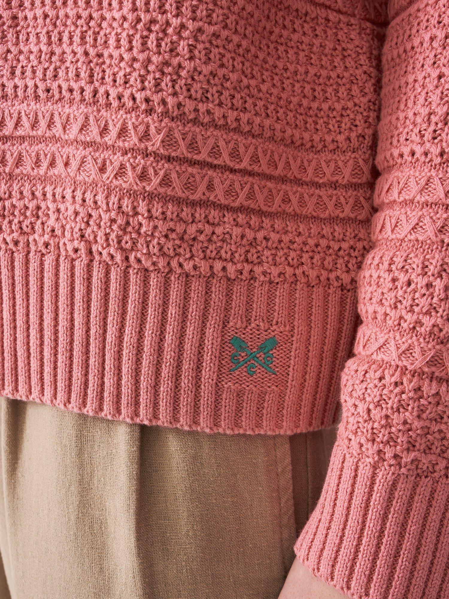 Product image 4 of 5, which shows Crew Clothing Tali Stitch Detail Open Neck Cardigan, Pink, 6