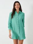 Crew Clothing Rae Double Cloth Shirt Dress, Teal Blue