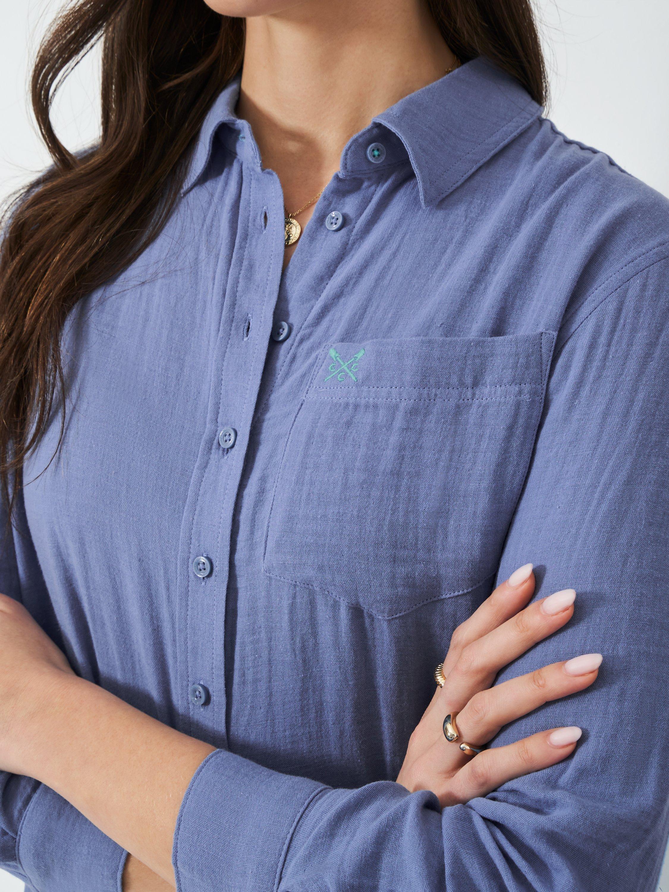 Product image 4 of 5, which shows Crew Clothing Rae Double Cloth Shirt Dress, Light Blue, 6