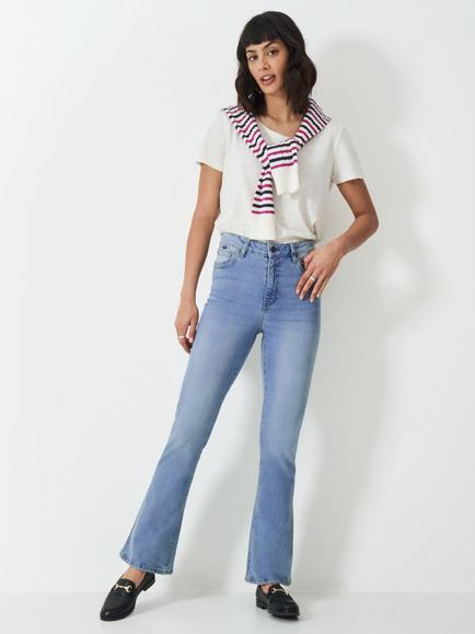 Crew Clothing Mid Rise Bootcut Jeans, Blue