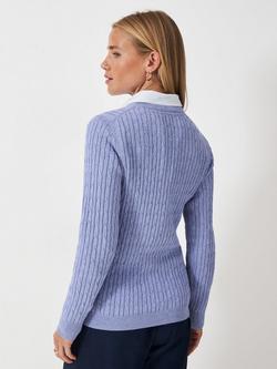 Crew Clothing Heritage Cable Knit Jumper - view 2, Light Blue
