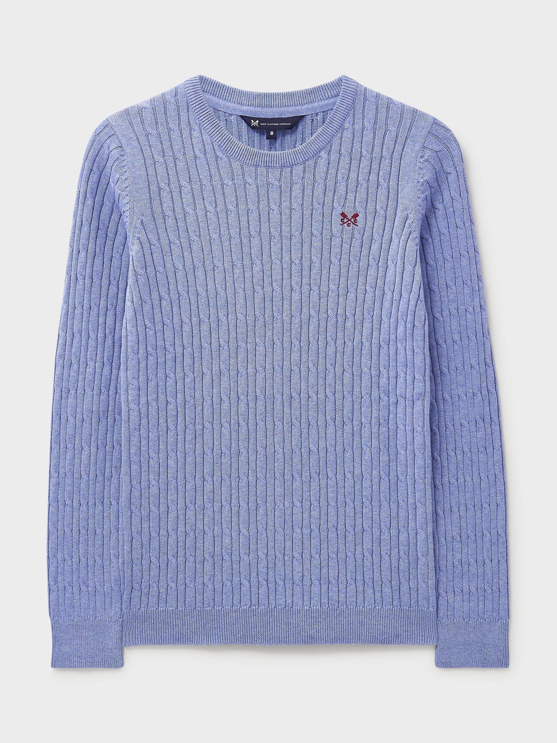Product image 5 of 5, which shows Crew Clothing Heritage Cable Knit Jumper, Light Blue, 6