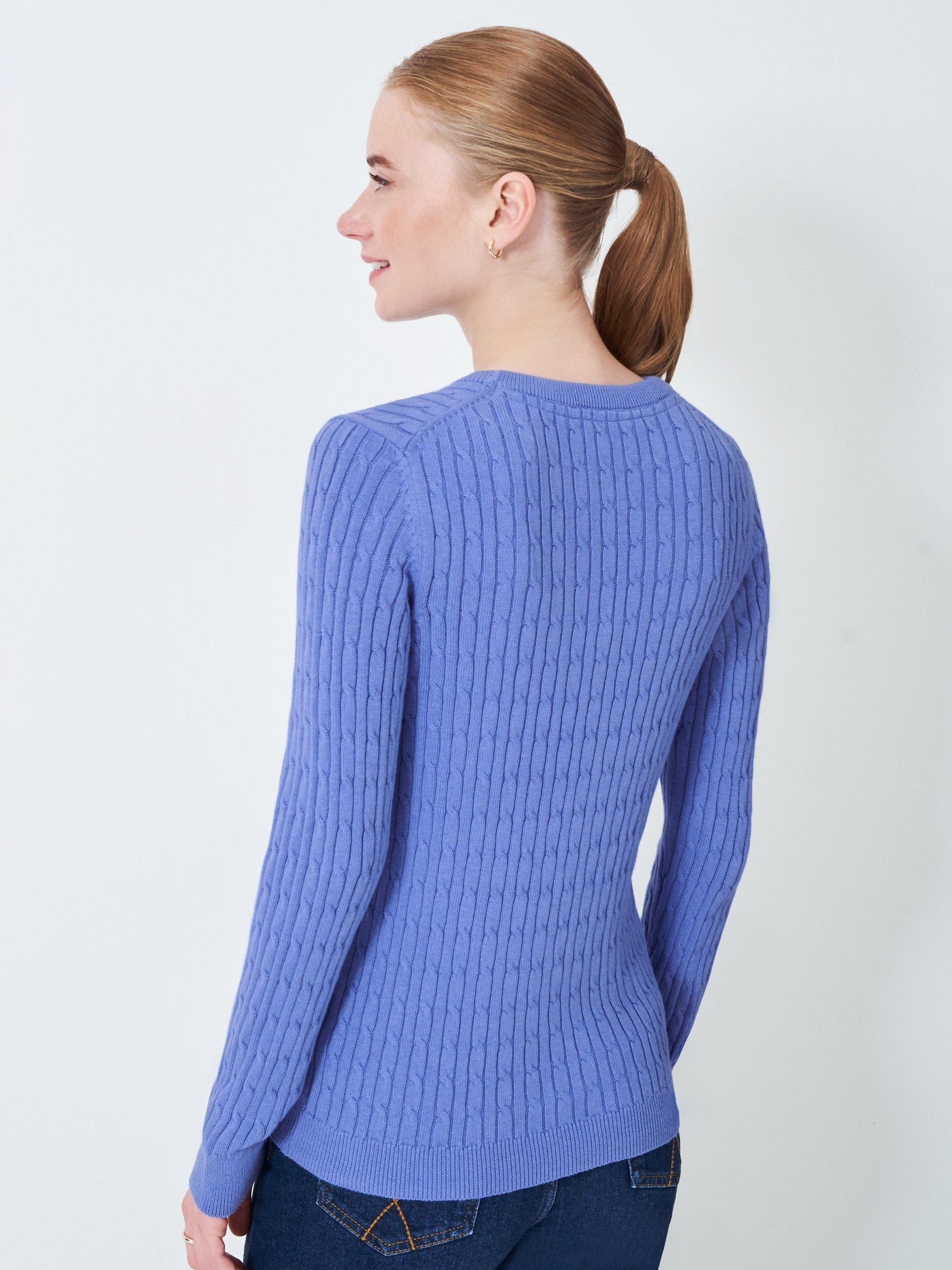 Product image 3 of 5, which shows Crew Clothing Heritage Cable Knit Jumper, Bright Blue, 6